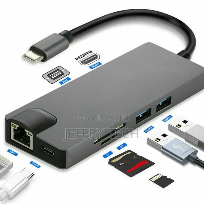 8 in 1 Multiport Type C to USB-C HDMI Adapter USB 3.0 Cab