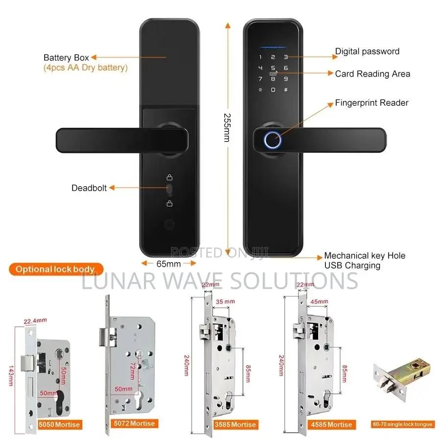 Fingerprint Door Lock With 2 Level Handles, Smart Door Lock,