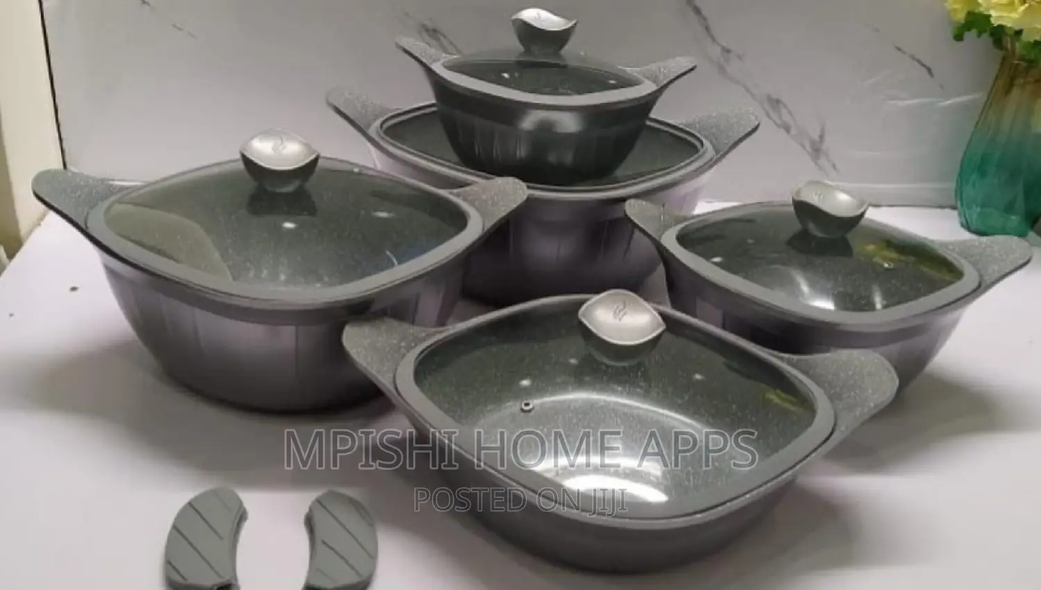 12pcs HK Granite Cookware Set With Silicon Glass Cover