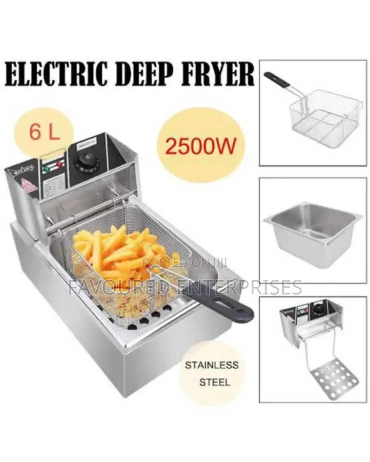 6 Litres Single Electric Deep Fryer With Free Chips Cutter