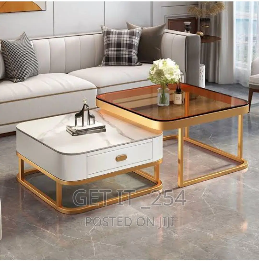 Amira Square Glass Top Nesting Coffee Table Set With Storage
