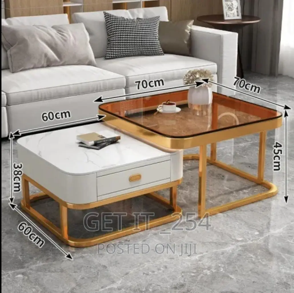 Amira Square Glass Top Nesting Coffee Table Set With Storage