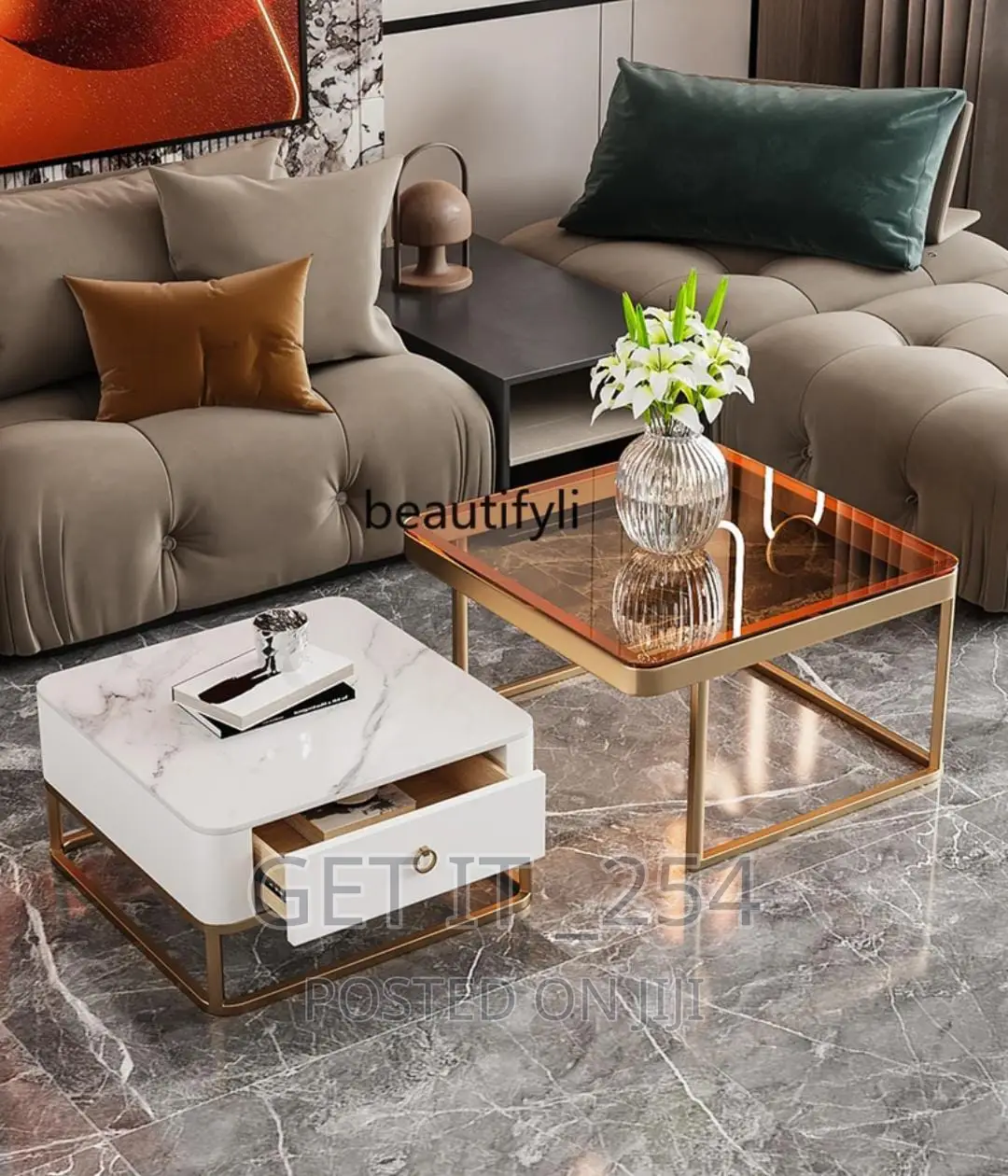 Amira Square Glass Top Nesting Coffee Table Set With Storage