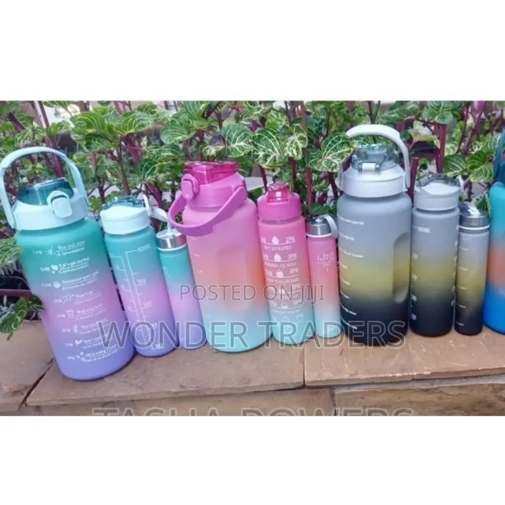 3 in 1 Motivational Water Bottle With Straw and Stamp