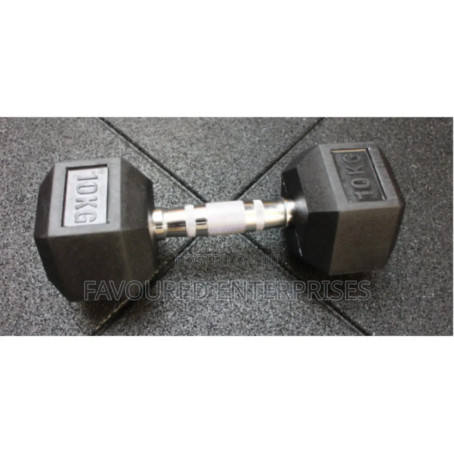 10kg Single Fixed(Hexagon Shaped) Rubber Dumbbells