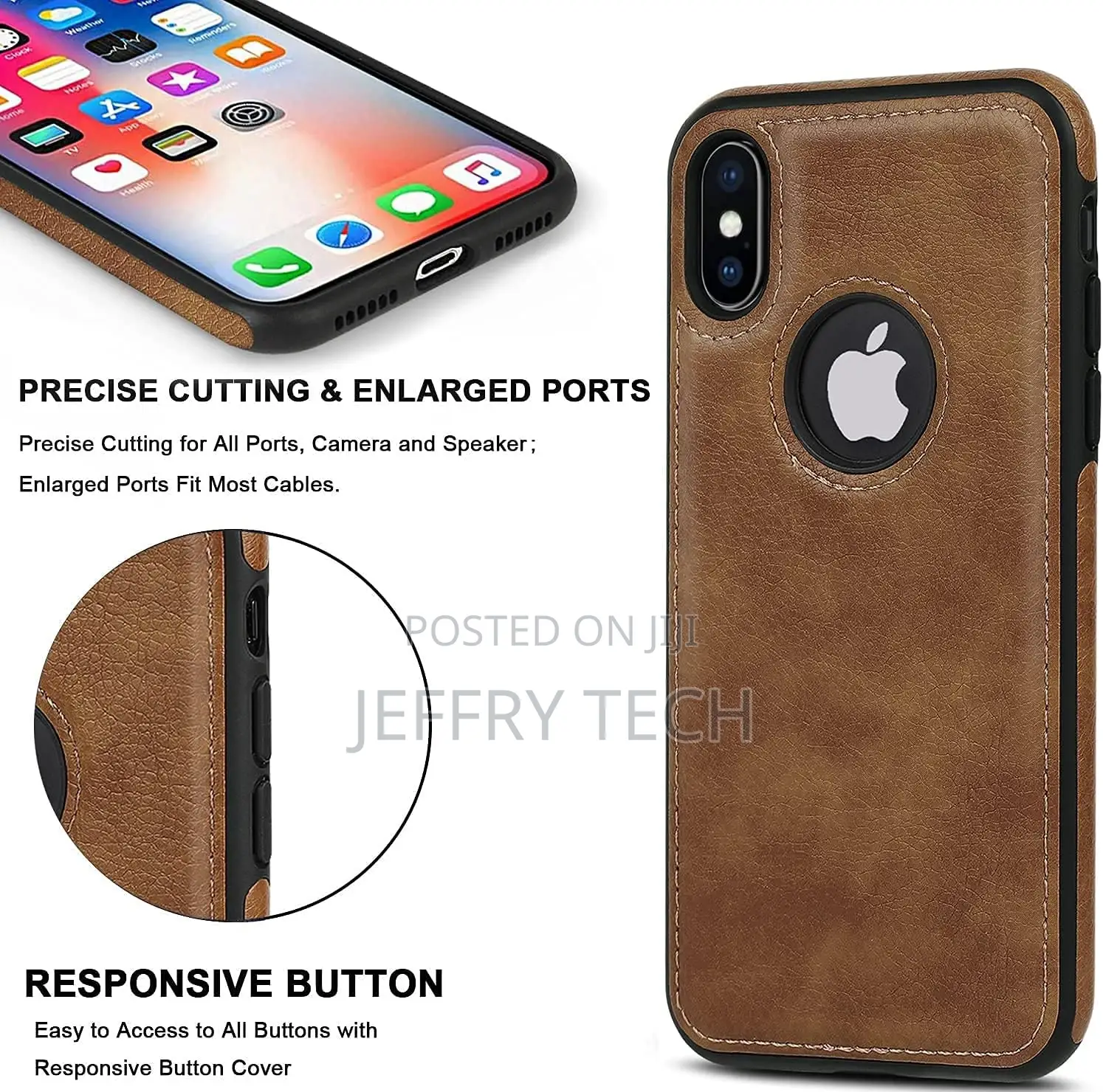Vegan Leather Phone Case for iPhone X iPhone Xs Luxury Ele