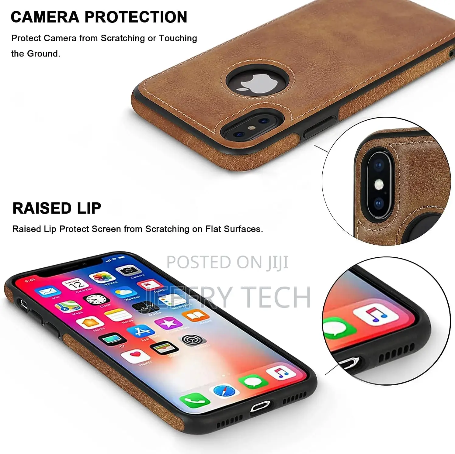 Vegan Leather Phone Case for iPhone X iPhone Xs Luxury Ele
