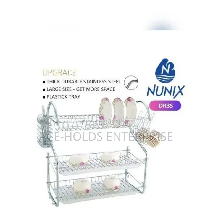 Stainless Dish Rack, 3 Layer Nunix Dish Rack With Drainer