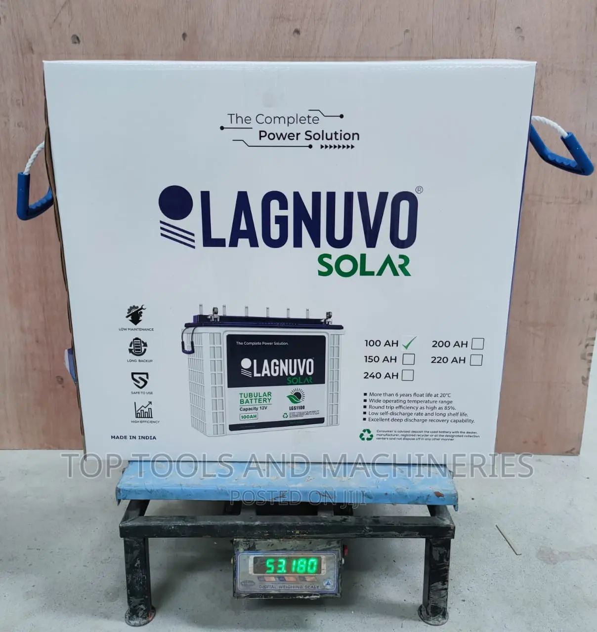Lagnuvo Solar 12V 100ah Tall Tubular Battery