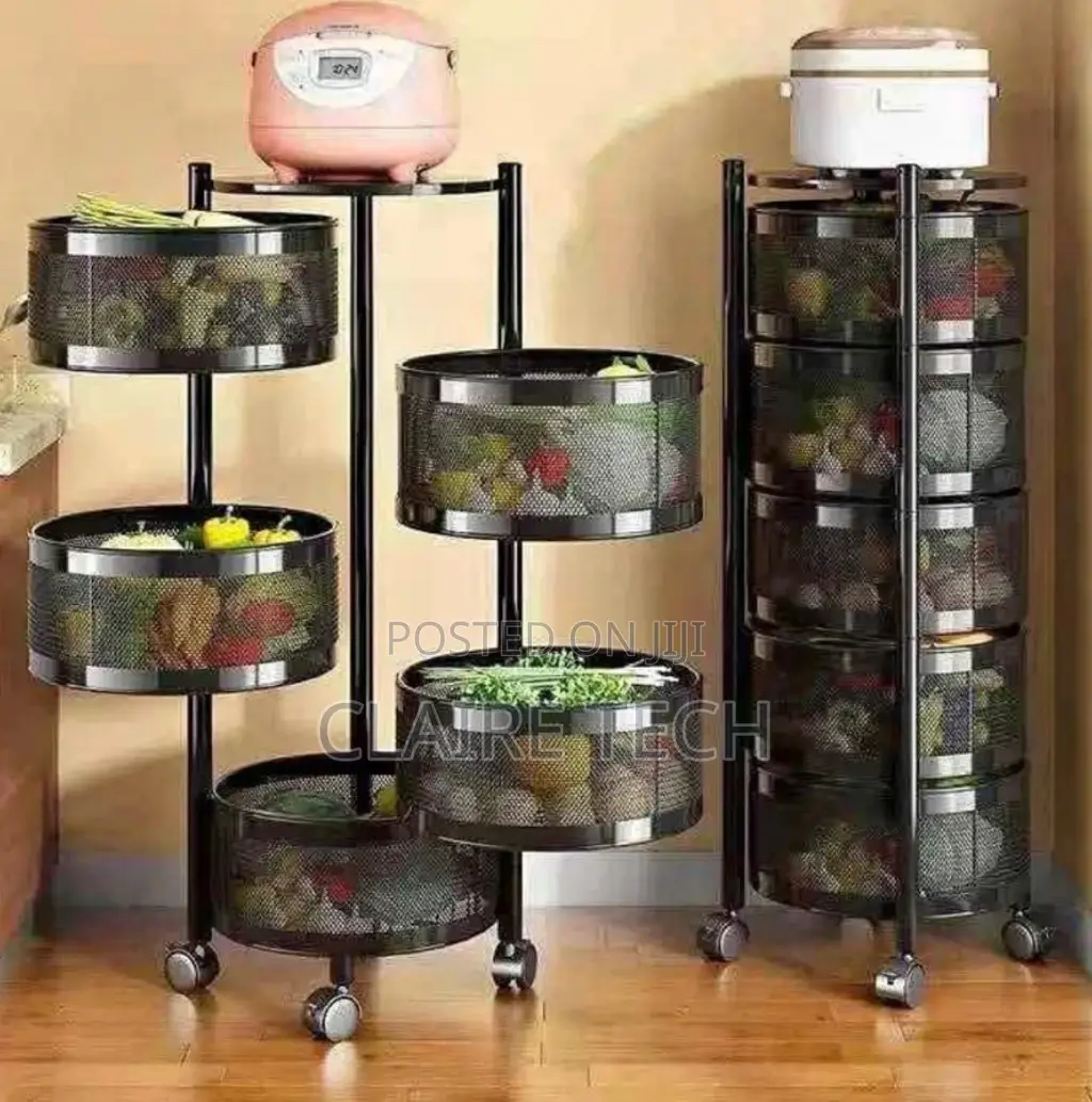 New Black 5 Tier Round Fruit/ Kitchen Storage Rack