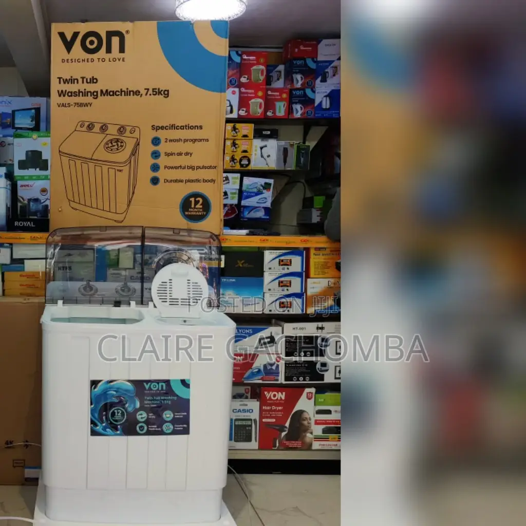 Von 7.5kg Twin Tub Top Load Washing Machine