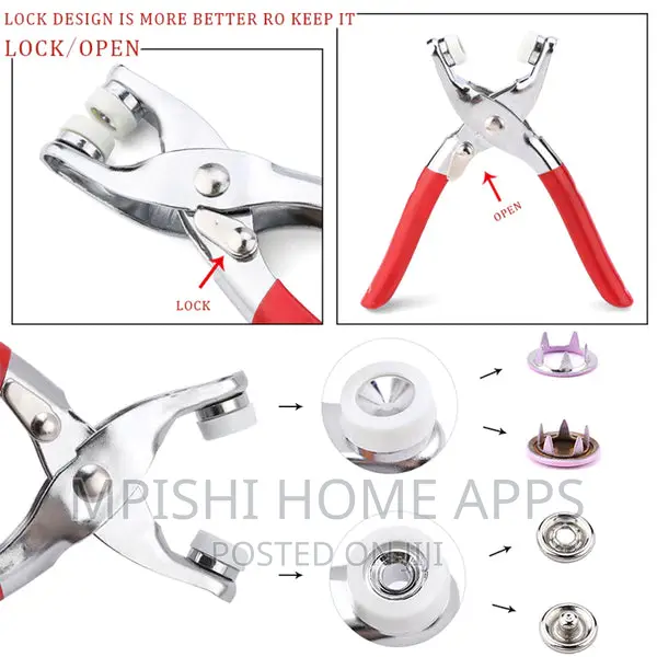 Metallic Snup Button Pliers Set