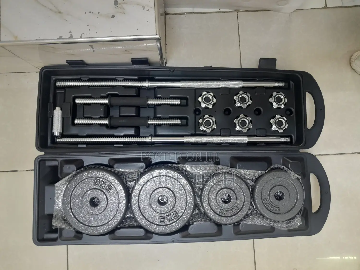 50 KGS Set Dumbbells/Barbell With a Portable Case Cast Iron