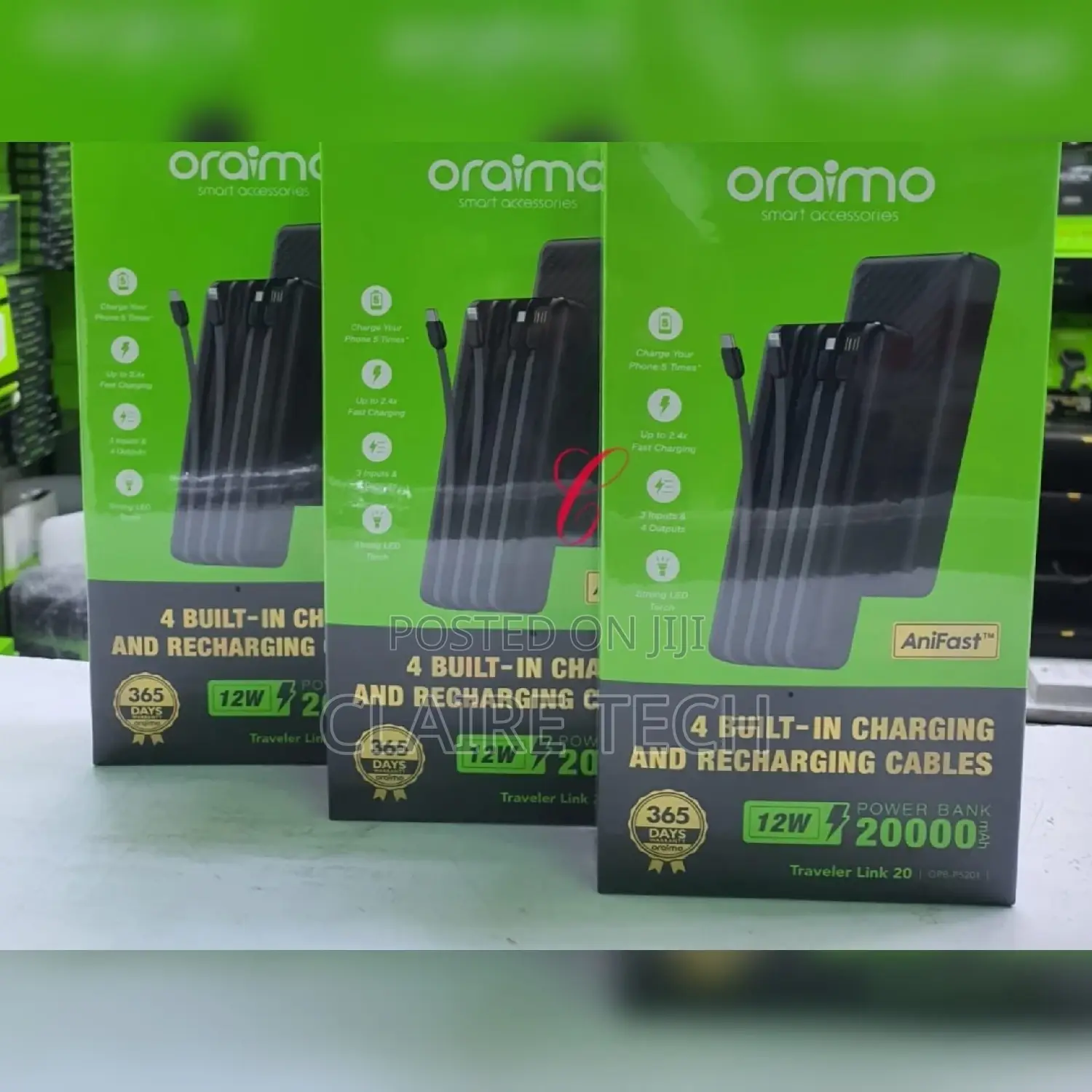 Oraimo Traveler 20,000mah Power Banks With Built in Cables