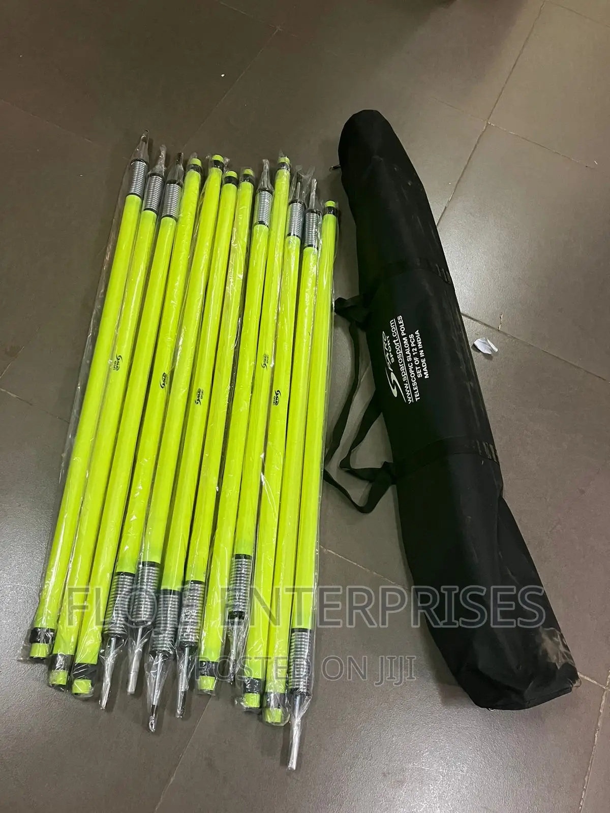 Telescopic Slalom Poles With Spring Spike Set Of 12