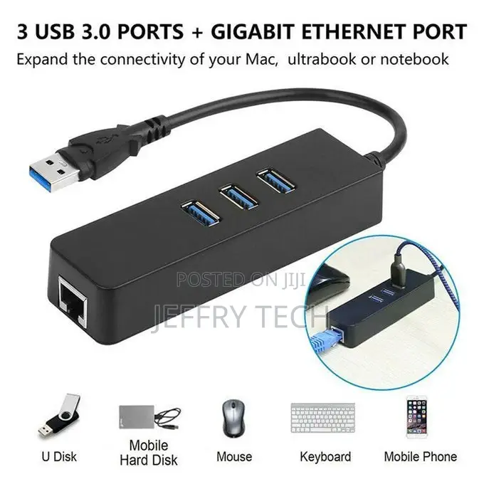 Hot 3 Ports Usb 3.0 Gigabit Ethernet Lan Rj45