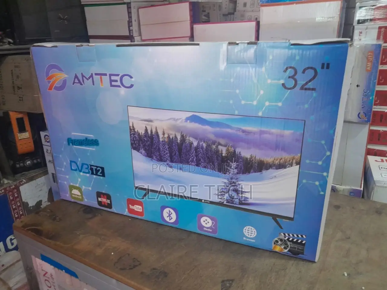 Brand New Amtec 32 Inches Smart Android Flameless Tv
