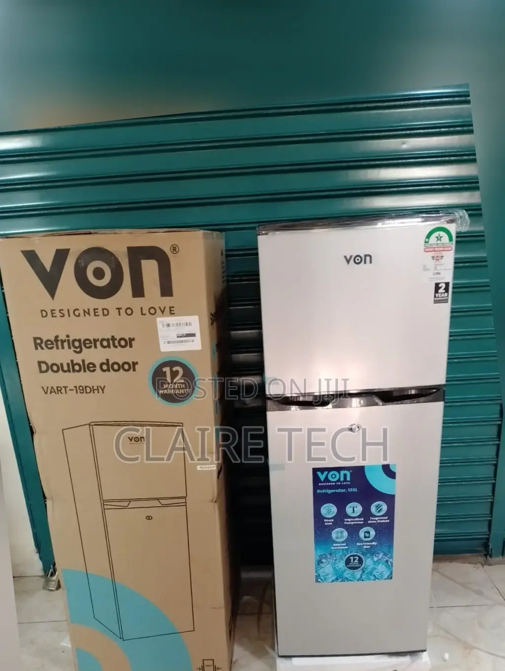 Silver Von 138 Litres Double Door Fridge