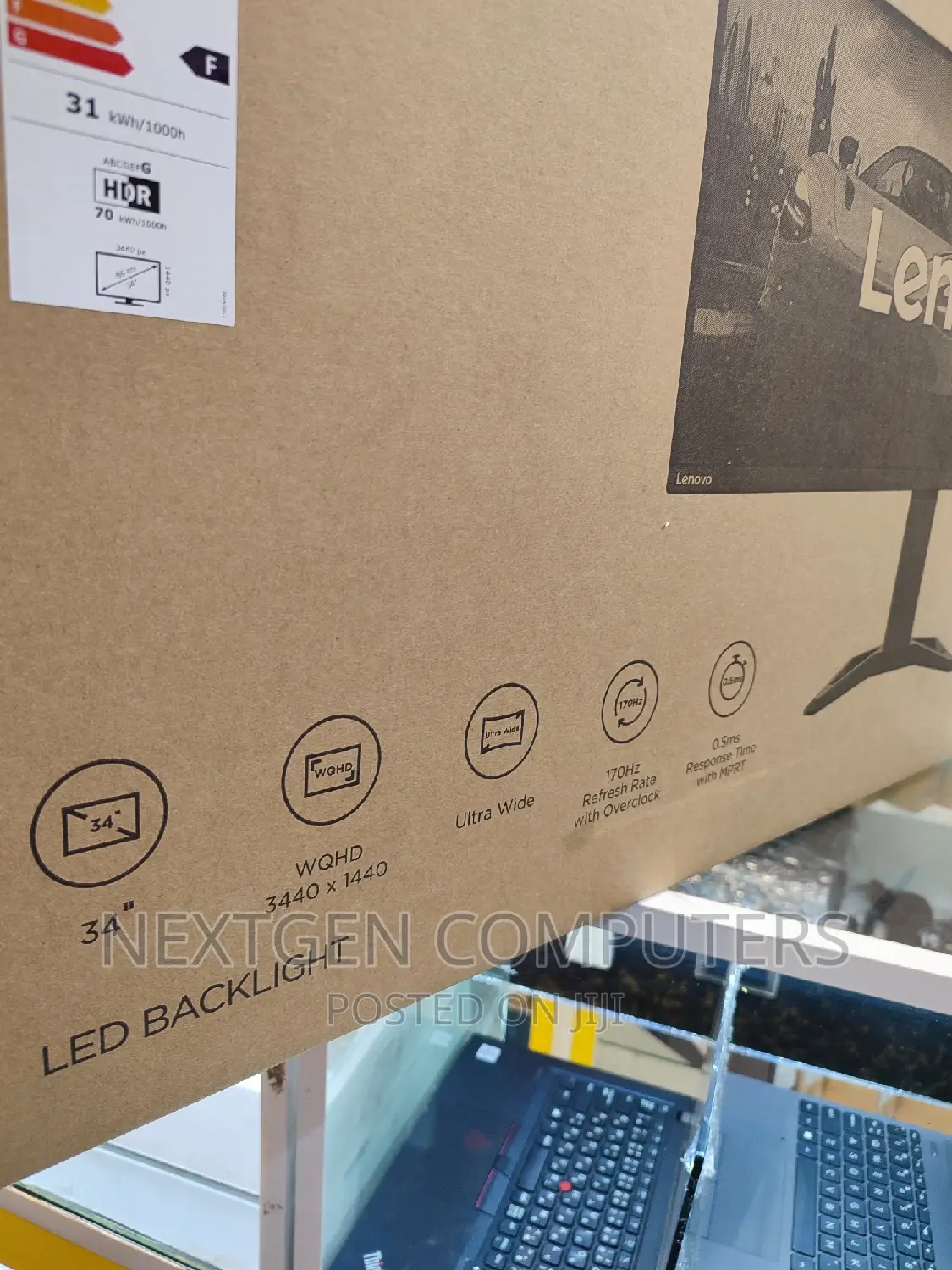 Lenovo G34w-30 34" Wqhd(3440) 170hz Gaming Curved Monitor