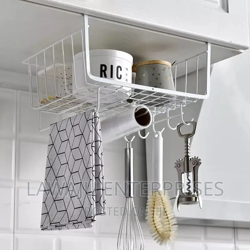 White Metallic 3 in 1 Under Shelf Organizer