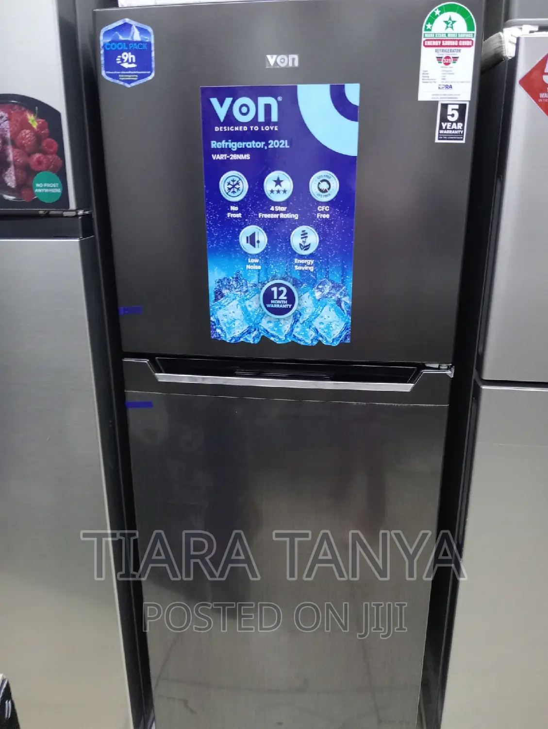 Von 202 Litres Double Door Fridge No Frost