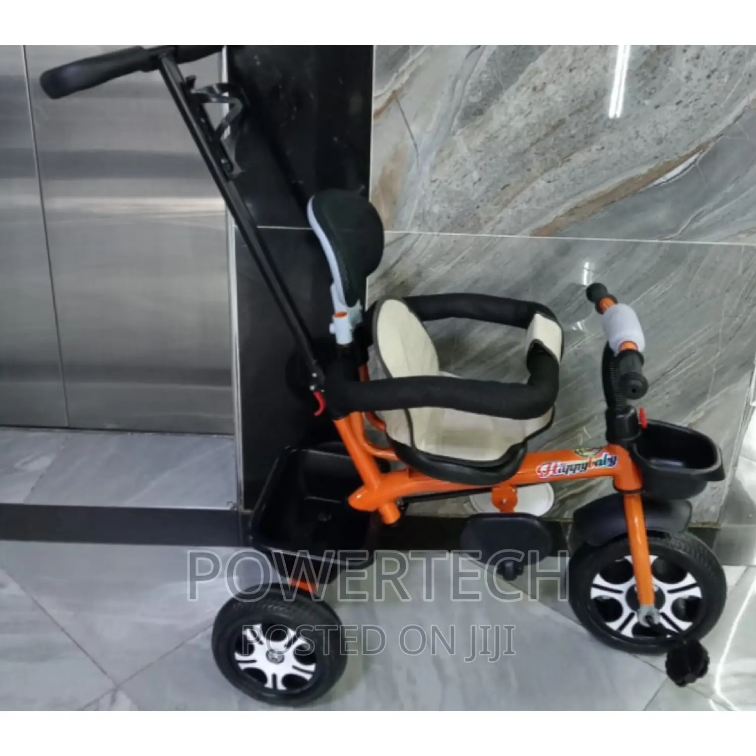 Itricycle With Protective Side Bar, Leather Seat,Push Handle