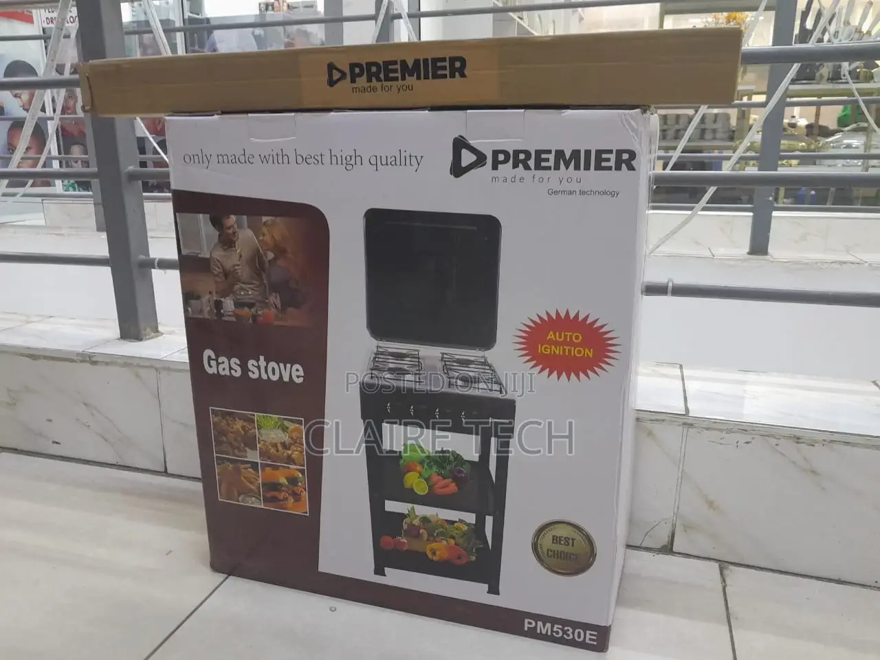 Black Premier 4 Burner Standing Cooker With Shelf