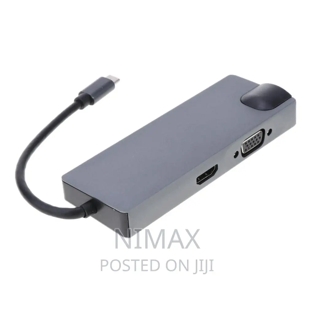 8 IN 1 Type-C HUB to HDMI VGA Adapter for SD/Mic SD Card