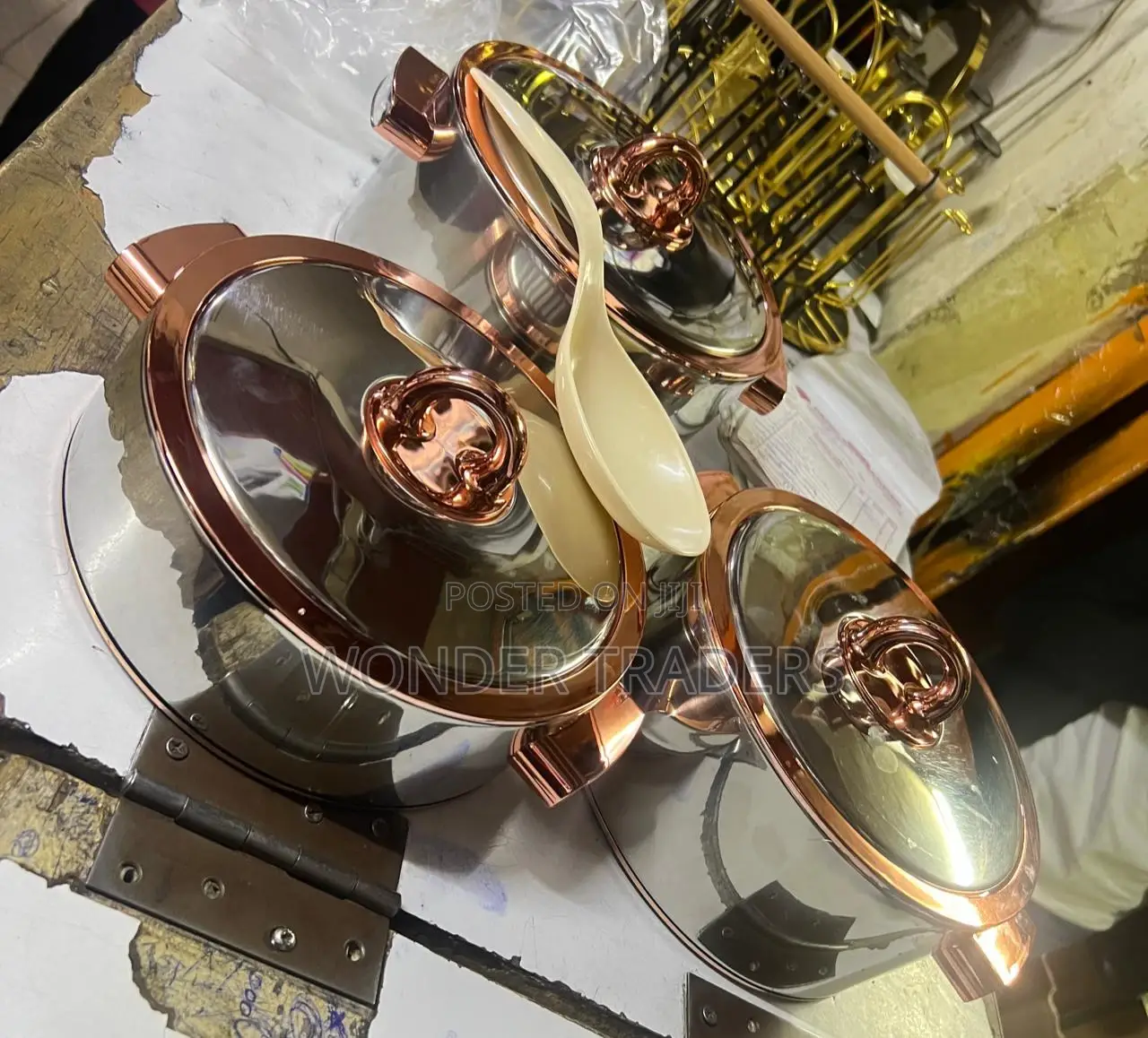 *3pcs Steel Fresh Hot Pot Golden Coat