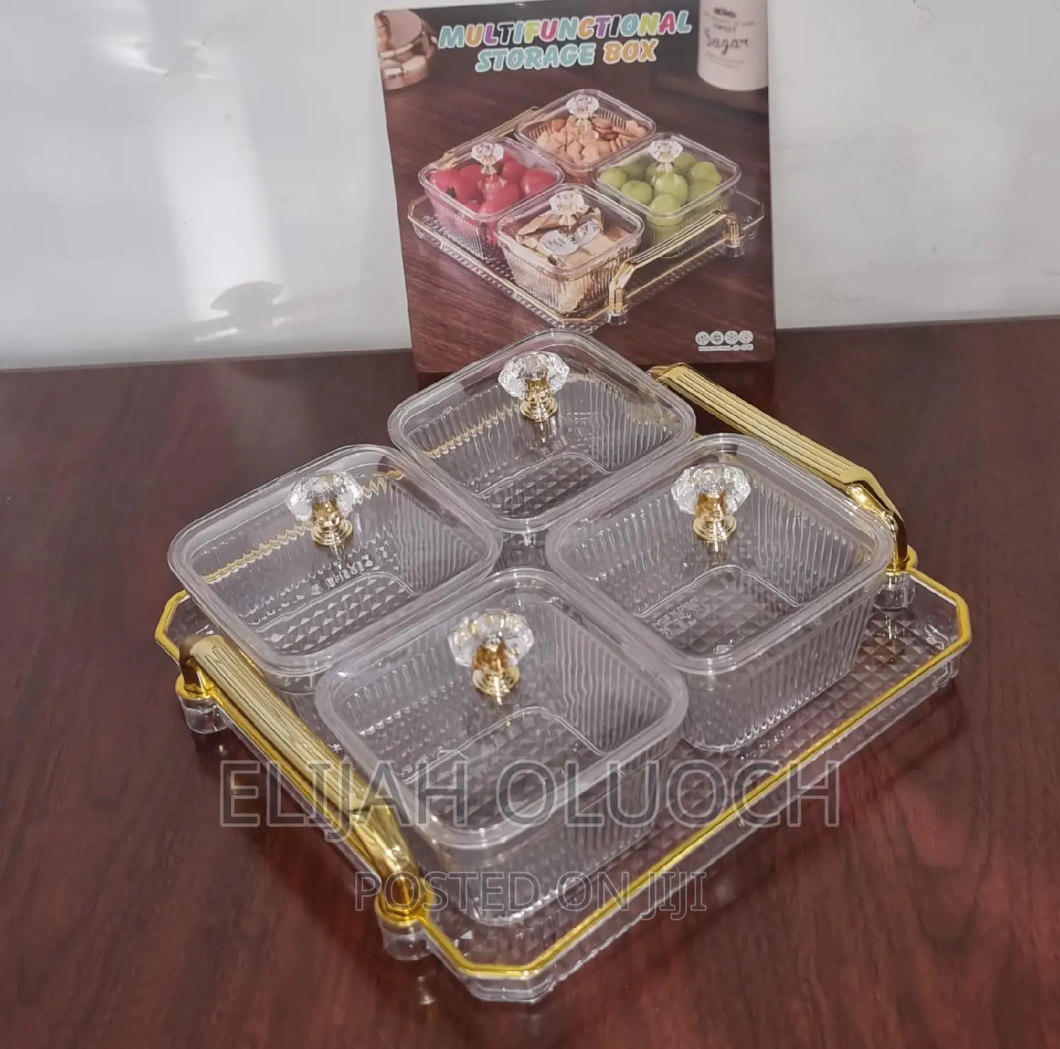 22x22 Cm Acrylic Tray + 4 PCS 300ml Storage Boxes