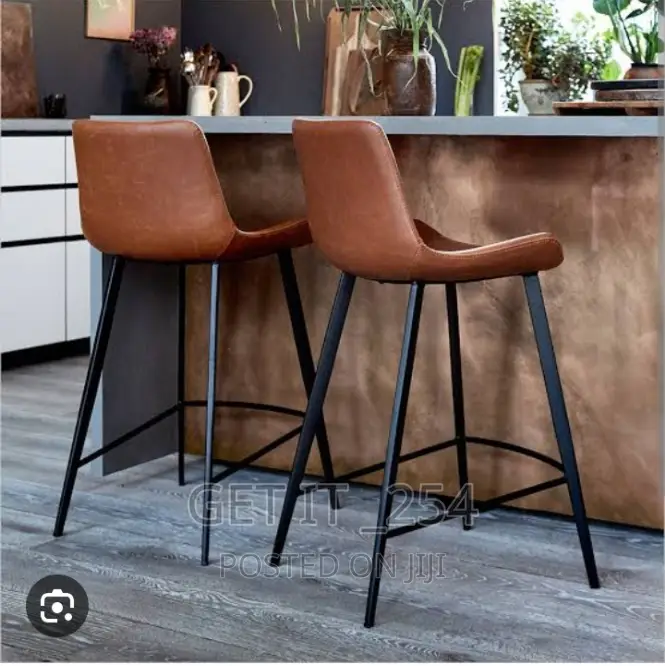 Swivel Barstool With Leather Padding 
 in Blue, Black, Brown