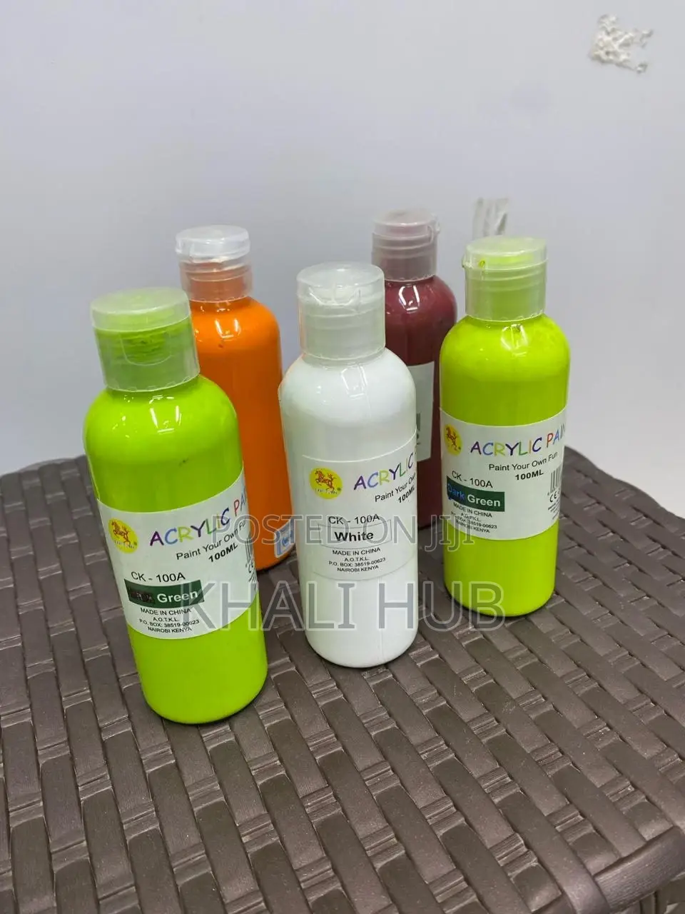 Acrylic Paints, Red, White, Green 100ml Acrylic Paints.