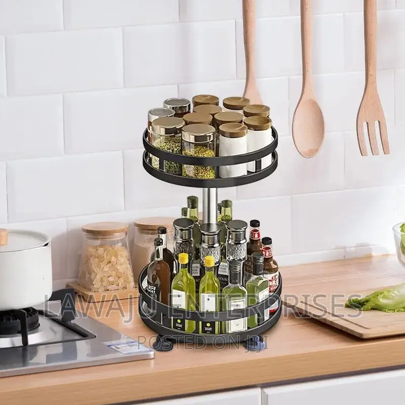 Black Rotating 2layer Kitchen Organizer