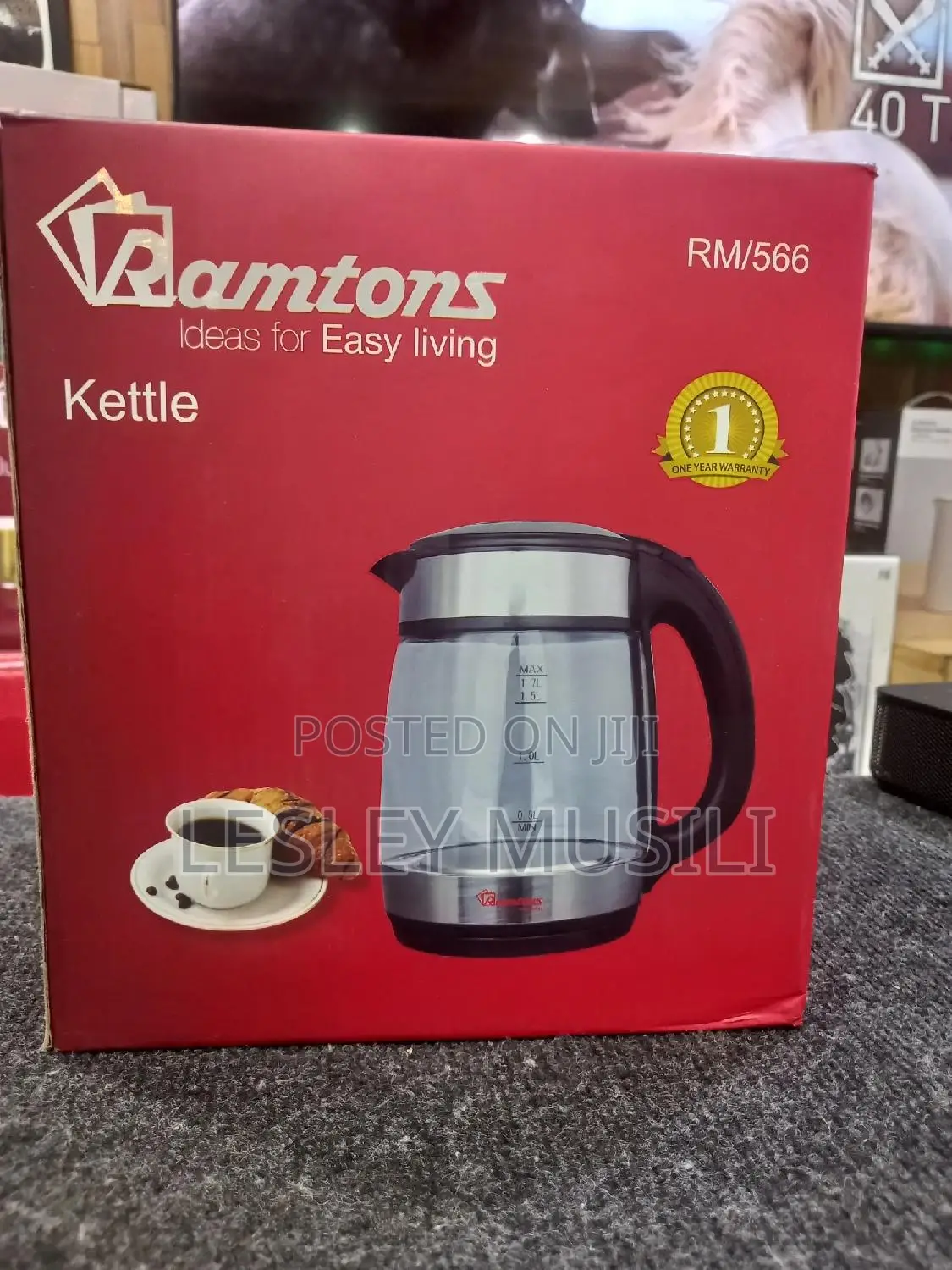 Cordless Glass Jug Kettle 1.7 Liters- Rm/566