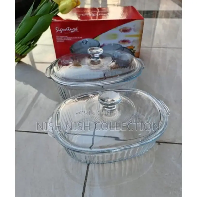 2 Piece Classy Heat Resistant Casserole Glass Bowls