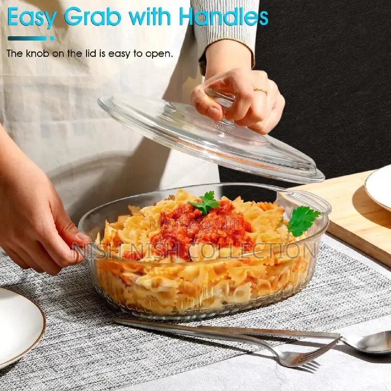 2 Piece Classy Heat Resistant Casserole Glass Bowls