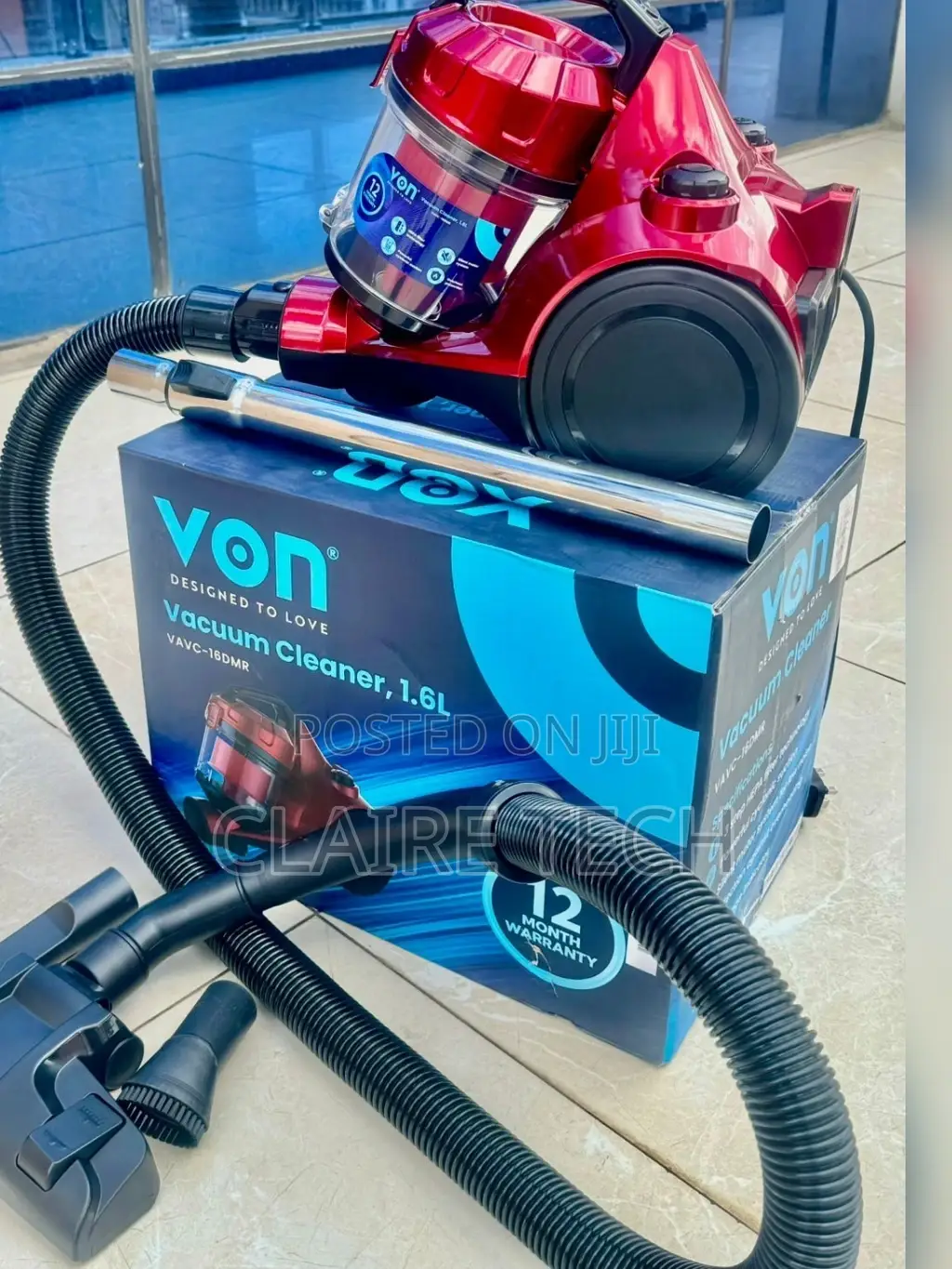 Von VAVC-16DMR Dry Bagless Vaccum Cleaner 1.6L Red