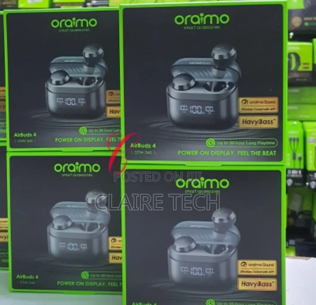 Black Oraimo Earbuds 4 OTW-340 ENC 38 HRS Wireless Earbuds