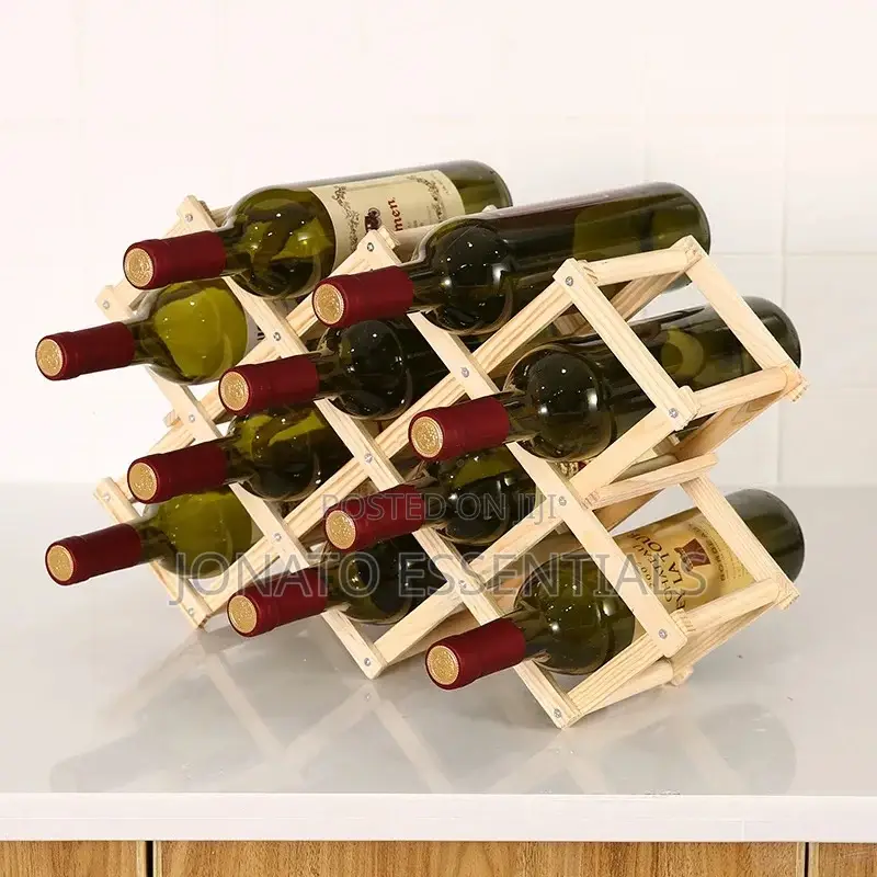 Foldable 10 Slot Wooden Wine Bottle Rack