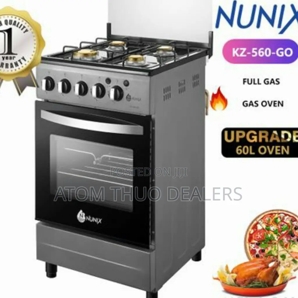 Silver 50*55 Nunix 4 Full Gas Standing Cooker With Gas Oven