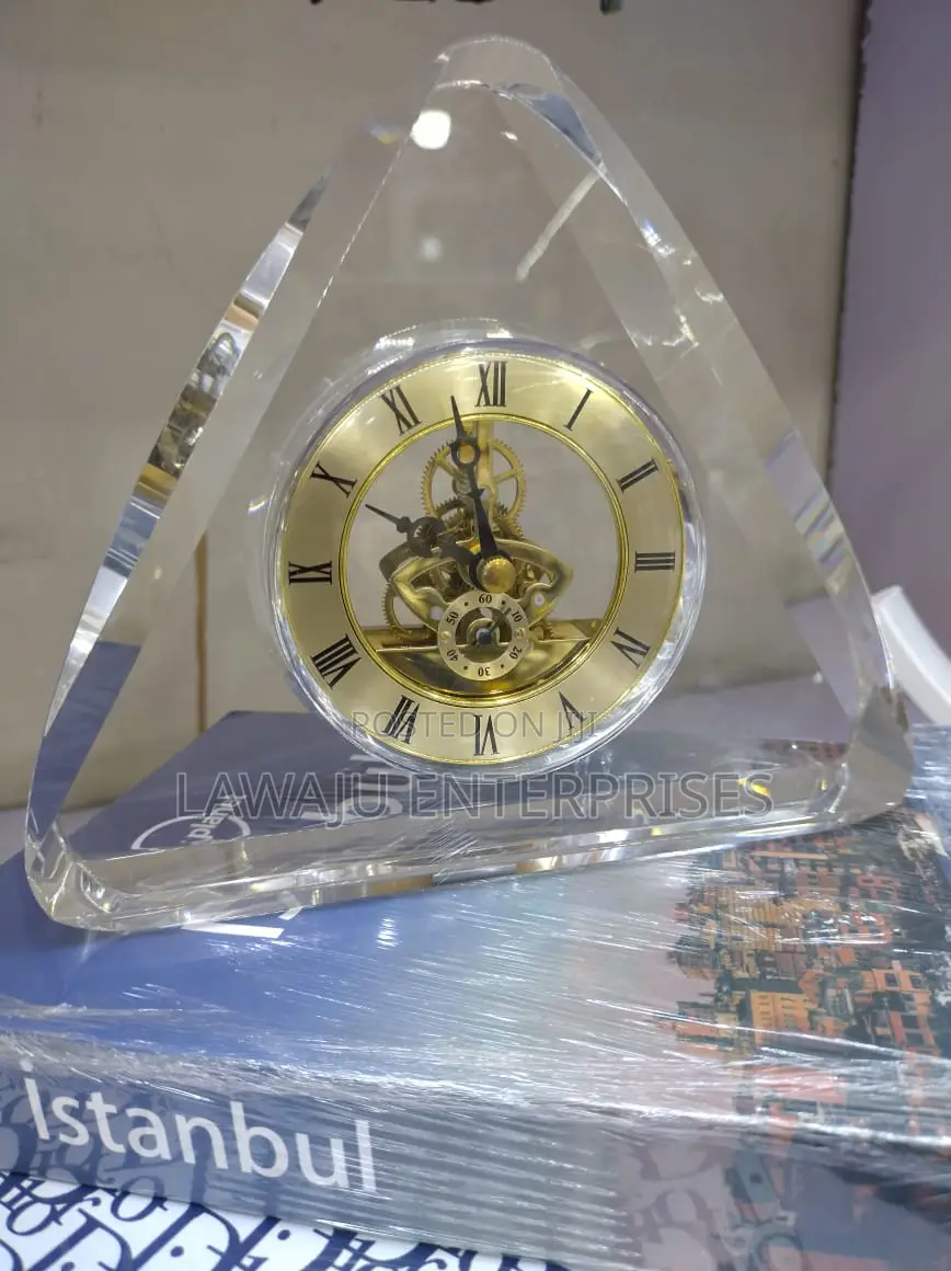 Unique Triangle Clear Crystal Clock