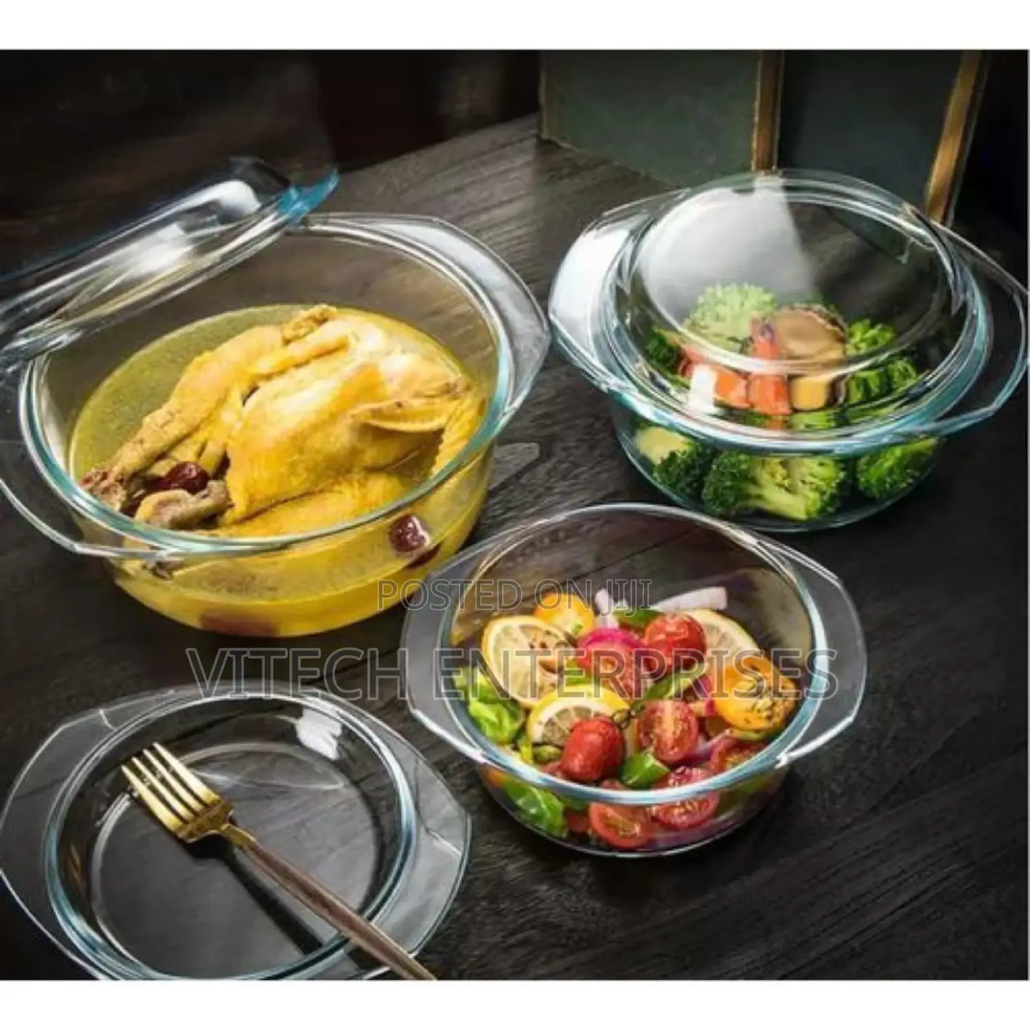 Signature 3pcs Glass Casserole Set With Lids