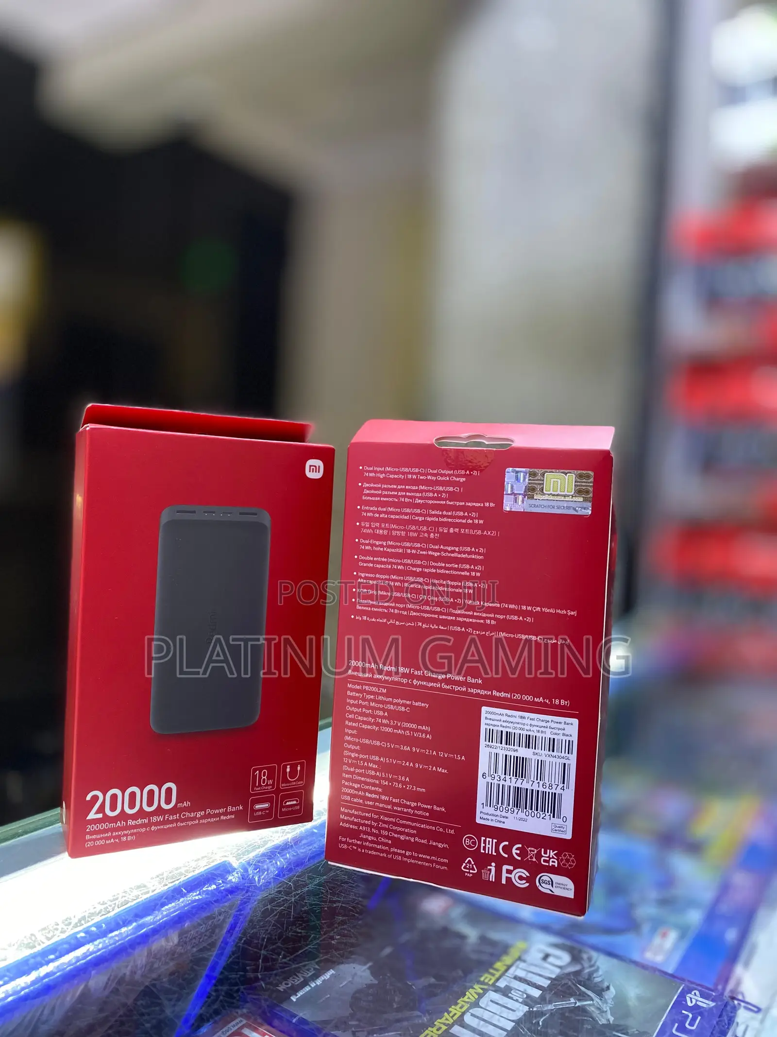 Redmi 20000mah Li-Polymer Power Bank, USB Type C and Micro U