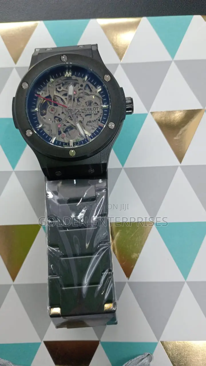 Black Hublot Stainless Steel Strap Men's Watch