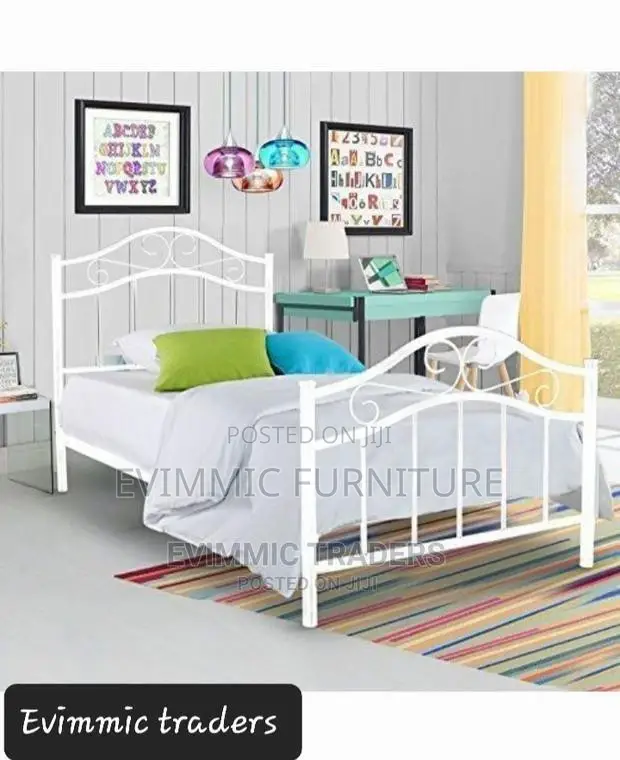 Samet White Twin Metal Bed