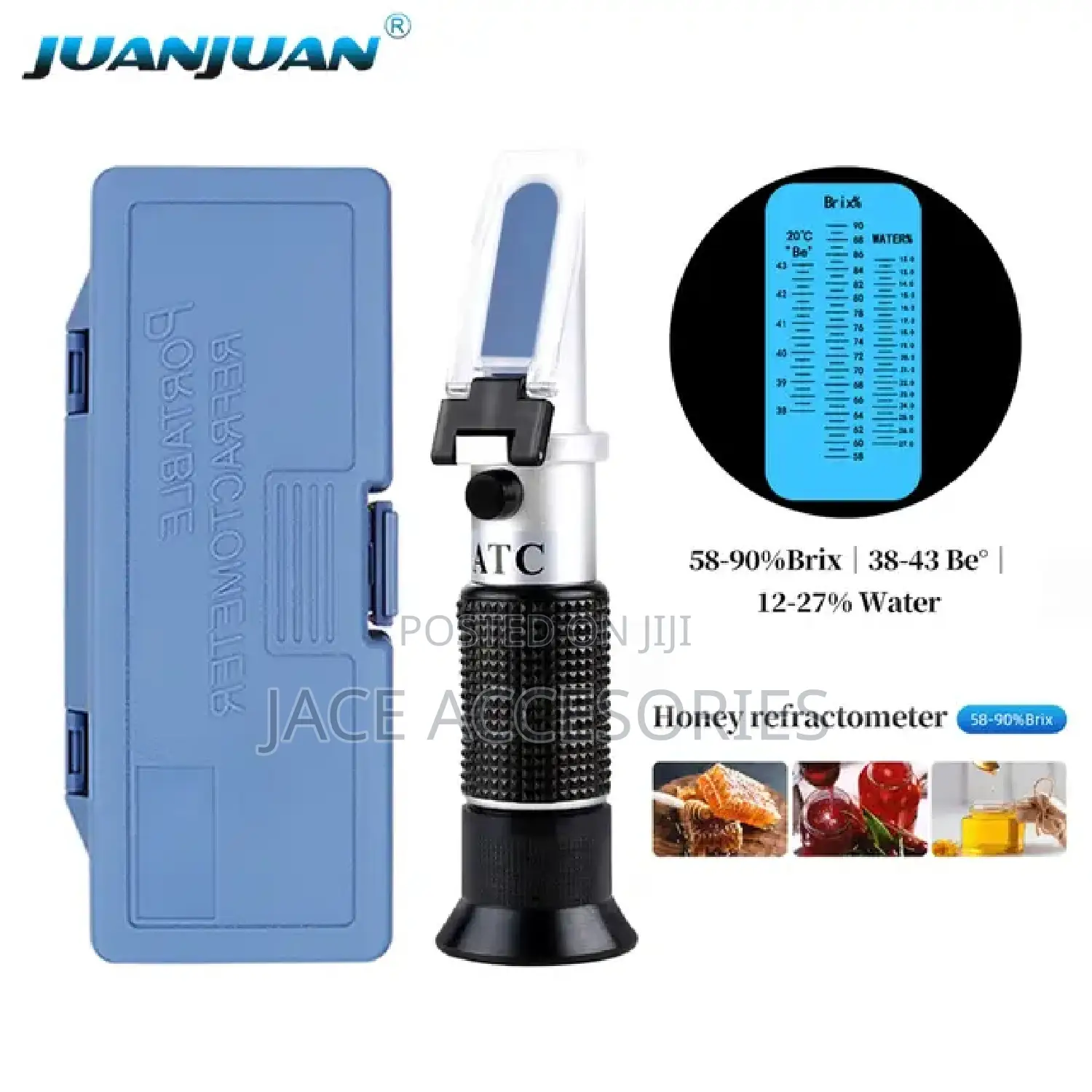Portable ATC Refractometer Sugar 58%-90%,Water 12%-27%,