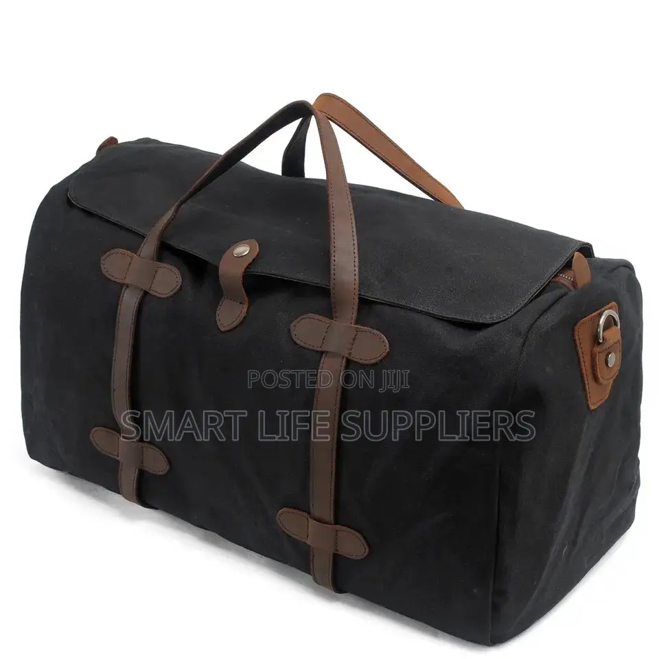 Black Canvas Duffel Bag Vintage Canvas Travel Bag Gym Bag