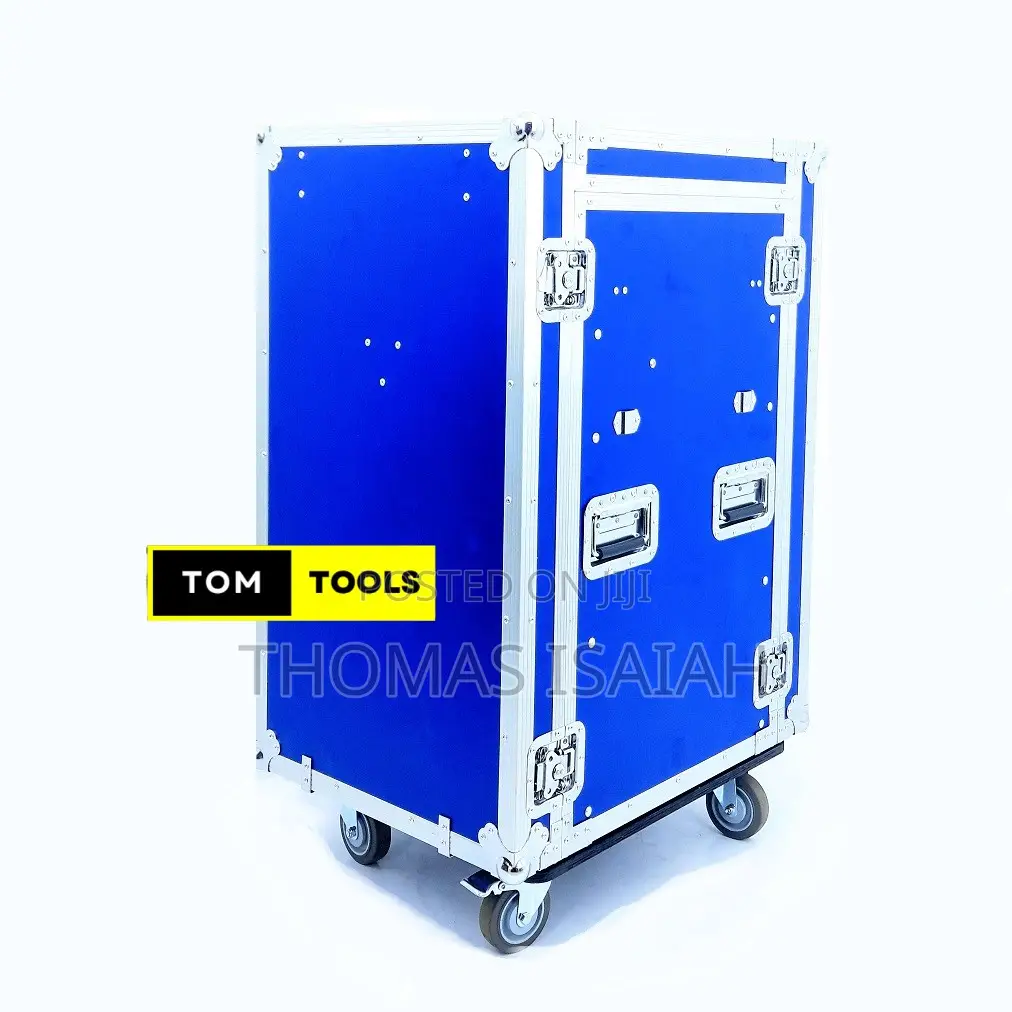16U LARGE PA Rack DJ Road Case With Slant Mixer Top and Cast