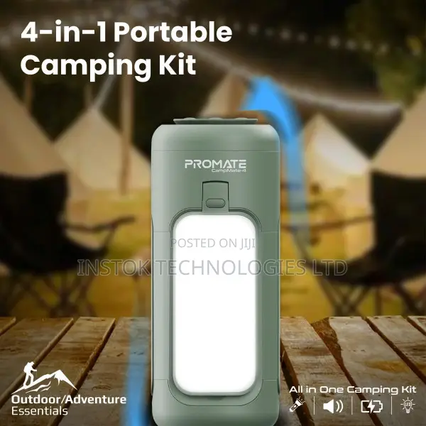 Promate Multifunctional Camping Kit Speaker, Charger, Light