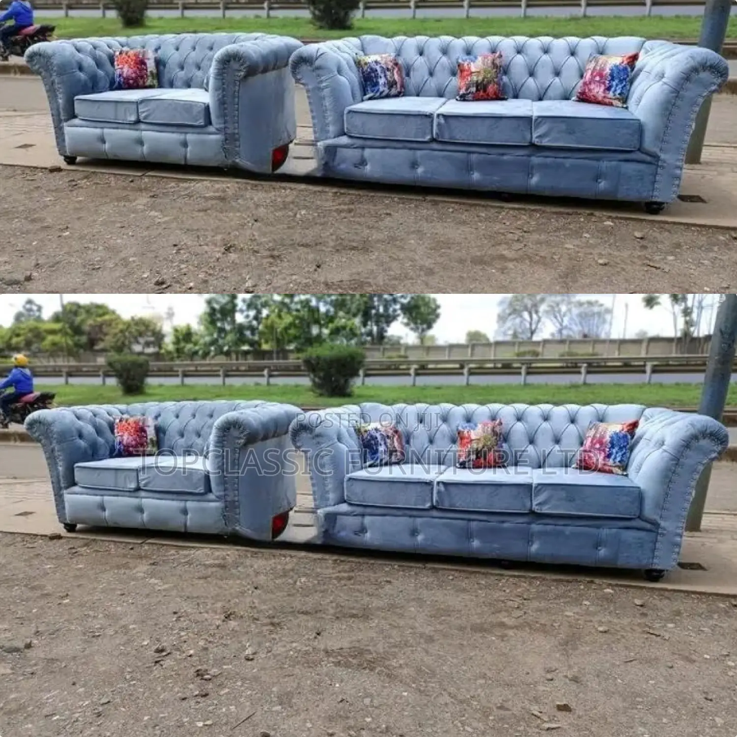3-Seater Chester Sofas+Free Throw Pillows